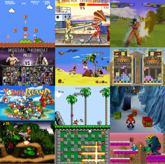 Includi Mario Bros, Tekken, Crash Bandicoot, Dragon Ball, Sonic, ecc